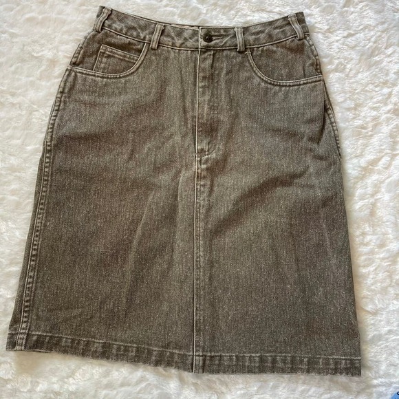 Vintage Straight High Rise Back Slit Jean Denim Womens Knee Length Skirt 6 - Picture 1 of 8